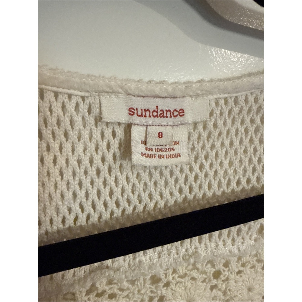 Sundance Ivory Cotton Crocheted Midi Dress Size 8 - Picture 2 of 11